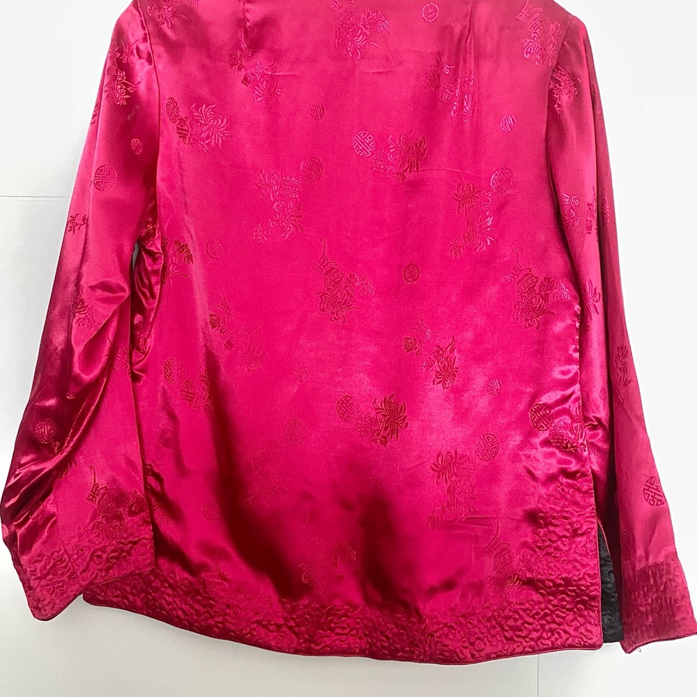 Women's Chinese Fuchsia Satin Blazer - Picture 2 of 8